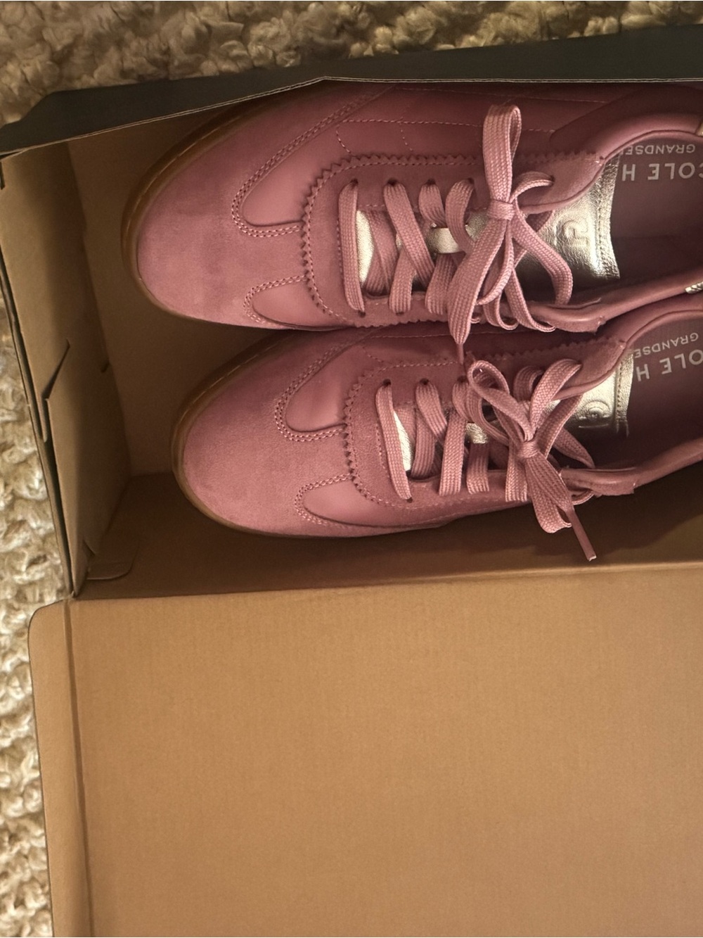 Cole Haan Pink Suede Lace-Up Sneakers
